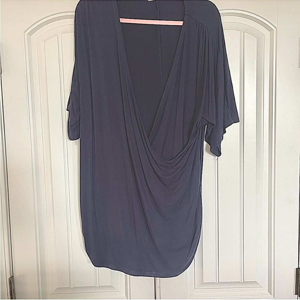 In’Voland Navy Cross Front Dressy Tee 22W